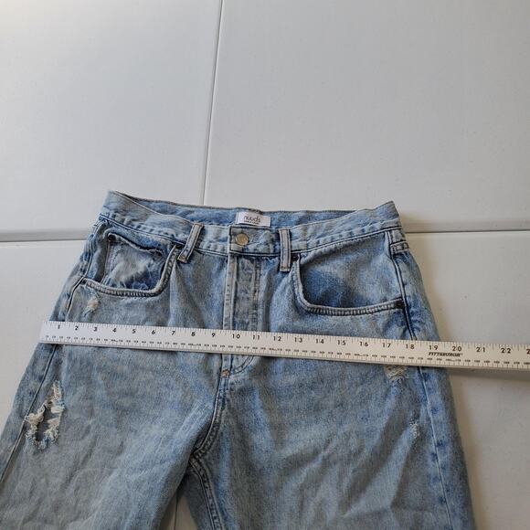 Nuuds Jeans Womens 29 Light Wash Curvy Straight Distressed Raw Hem High Rise - Picture 10 of 12